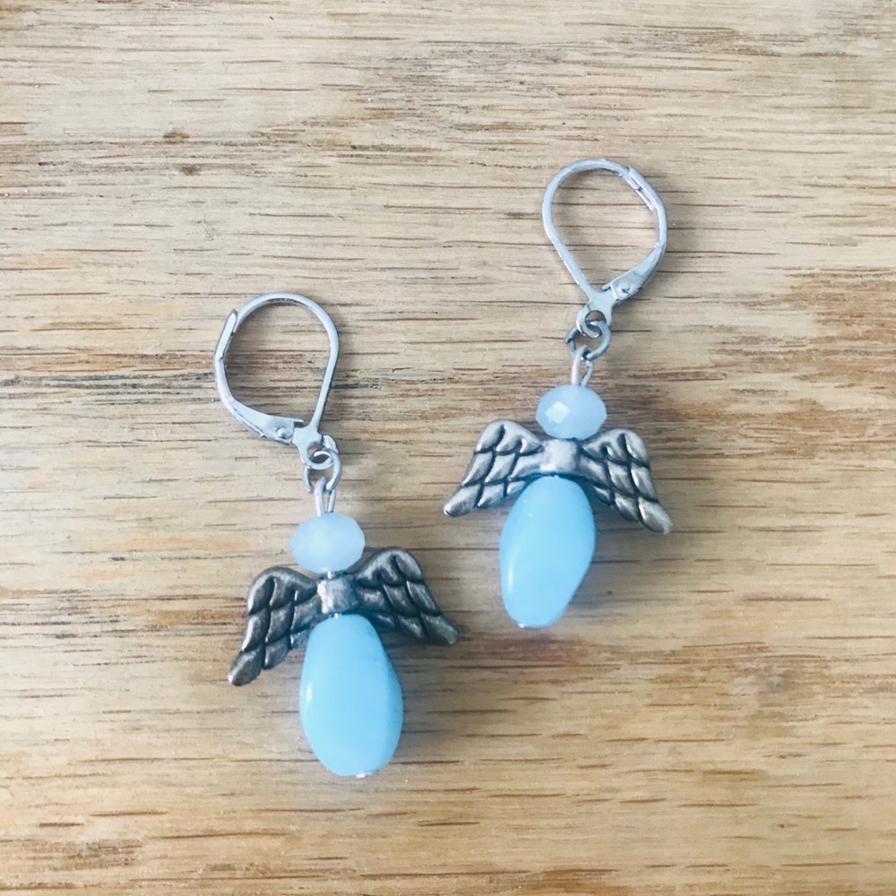 Baby blue Angel Drop Earrings🤎🍁